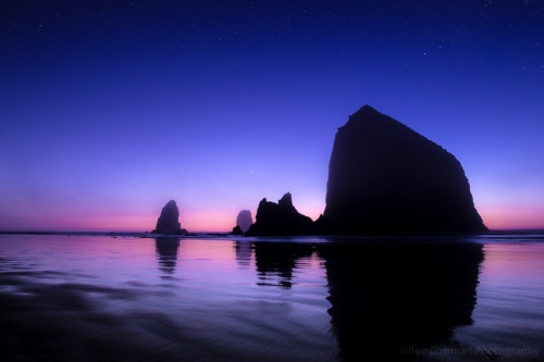 Haystack Rock silhouette with Venus